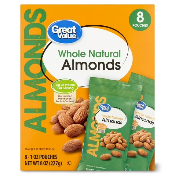 Great Value Whole Natural Almonds, 1 oz, 8-Count Pack gallery