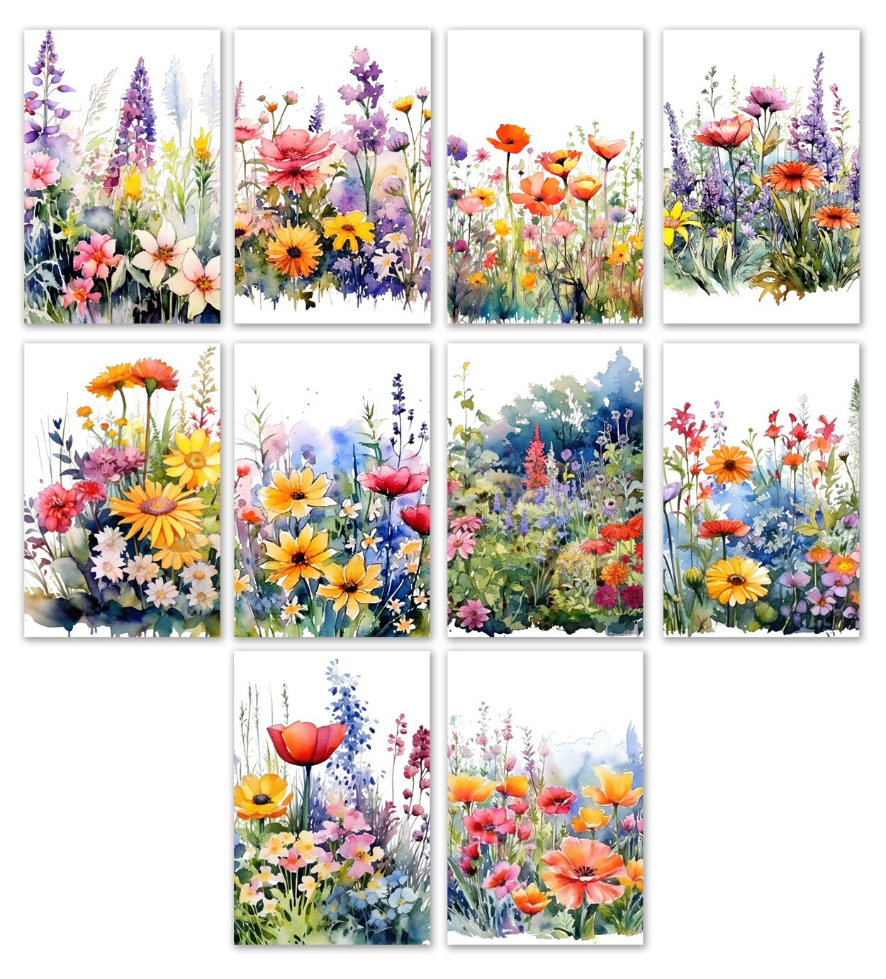 10 Assorted All Occasion Note Cards Blank Greeting Cards Watercolor Wildflowers gallery
