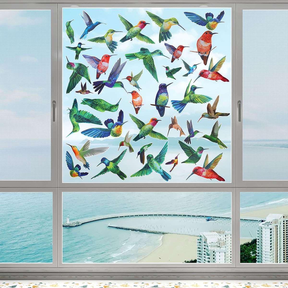 Large Anti Collision Window Decals for Bird Strikes, Stop Birds, 9 Pieces gallery