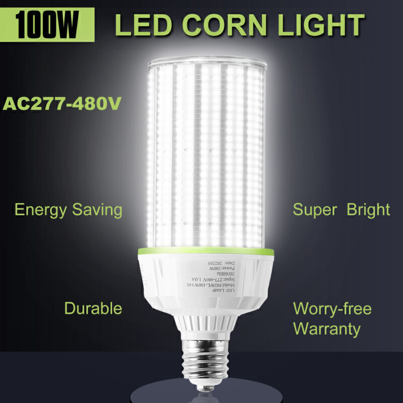 277-480V LED Corn Light 100 Watt Industrial Warehouse Garage Commercial Gym Lamp gallery