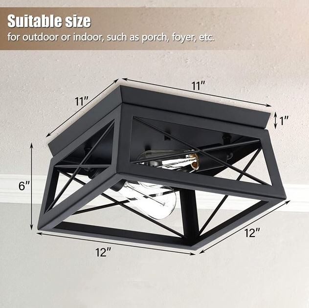 Pia Ricco 12 in. 2-Light Matte Black Flush Mount gallery
