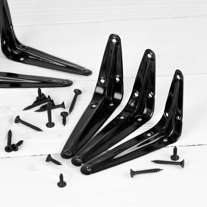 12Pack Shelf Brackets Heavy Duty Black Metal Floating Shelves Bracket 4 x 3 Inch gallery