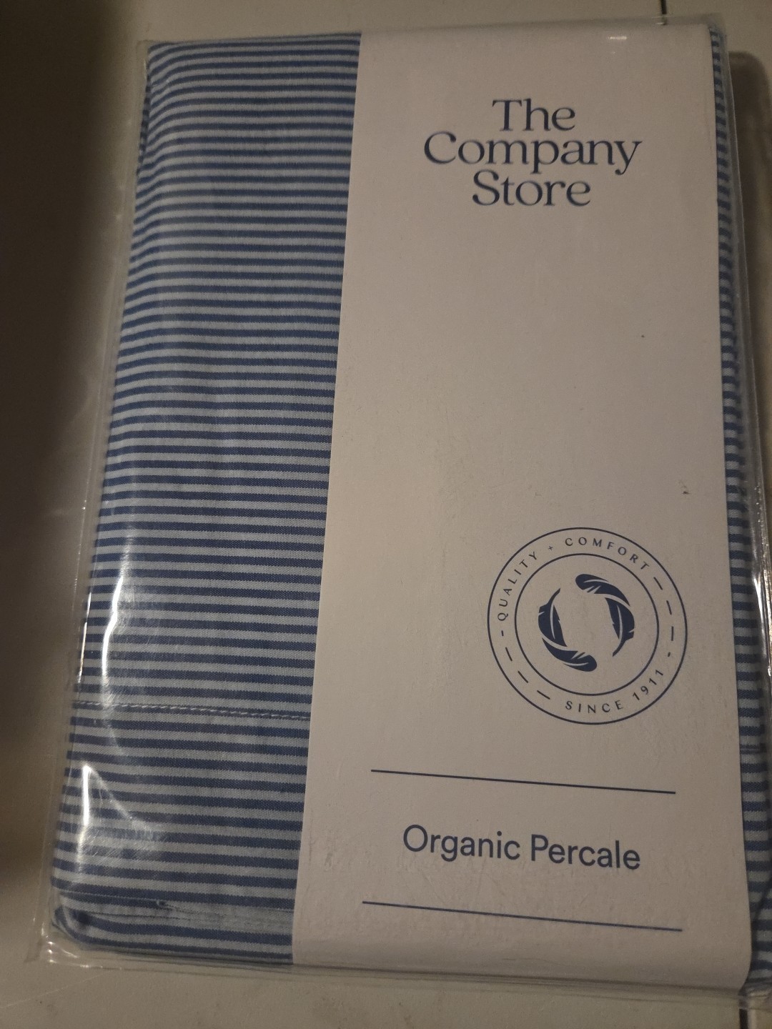NEW The Company Store Organic Percale 1pc Pillowcase Standard 20x26 Blue/multi gallery