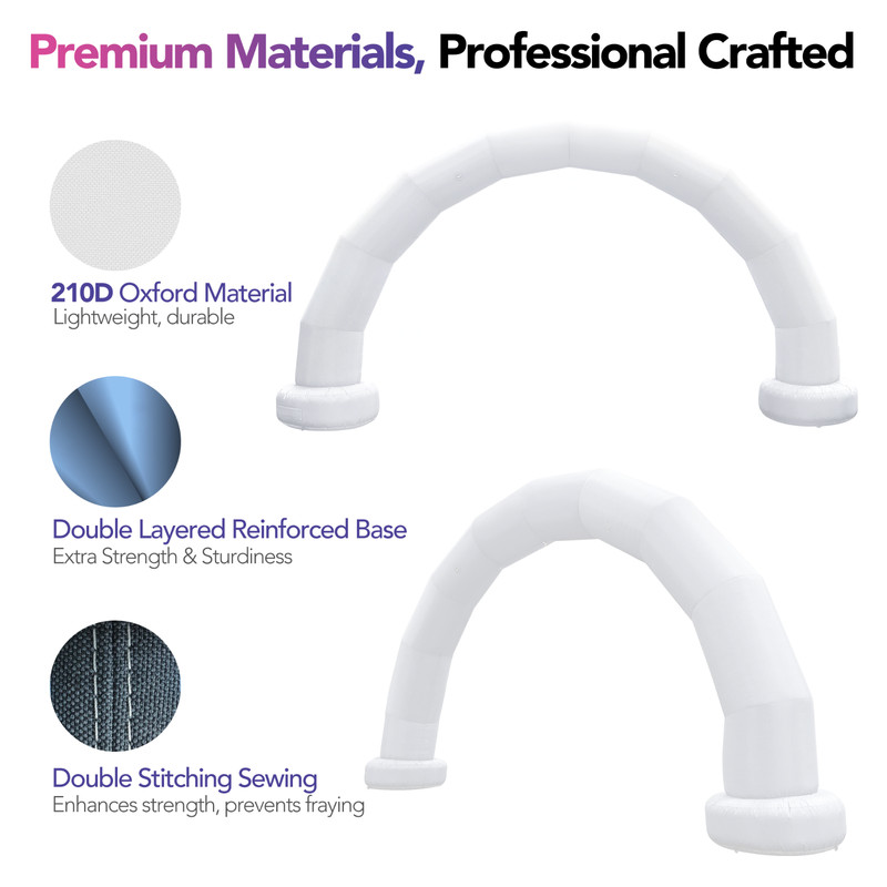 Large 21Ft Half-Circle Inflatable Arch with built-in blower - White gallery