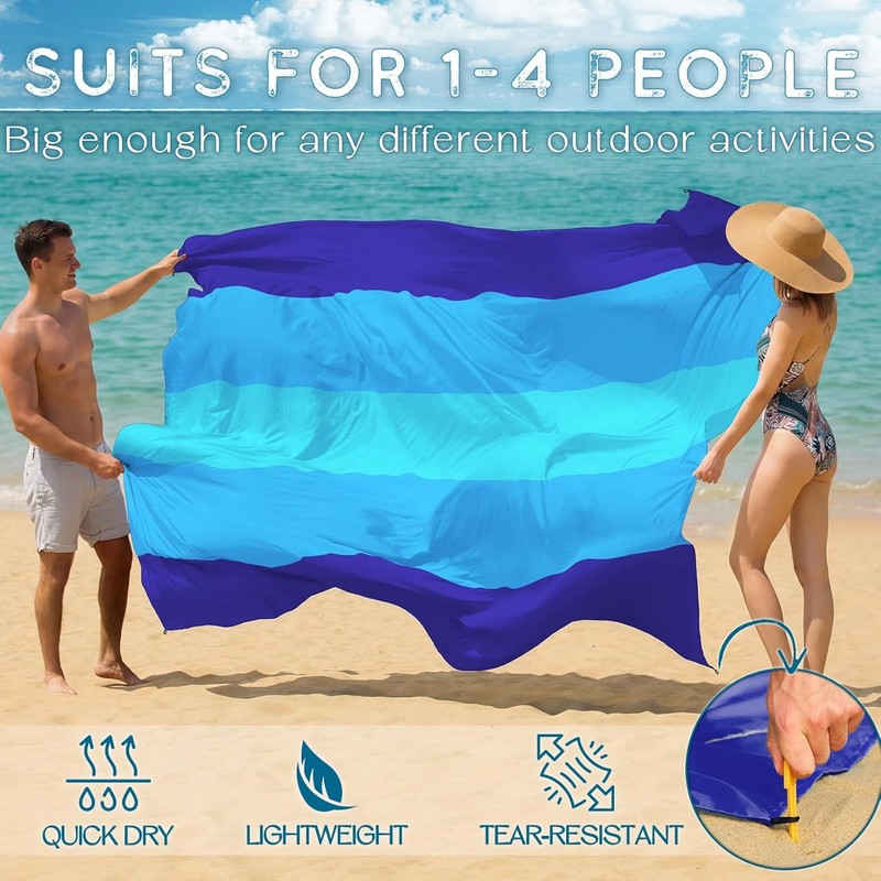 Beach Blanket Waterproof Sandproof Large,78''X81''/10'X9' Oversized Lightweight gallery