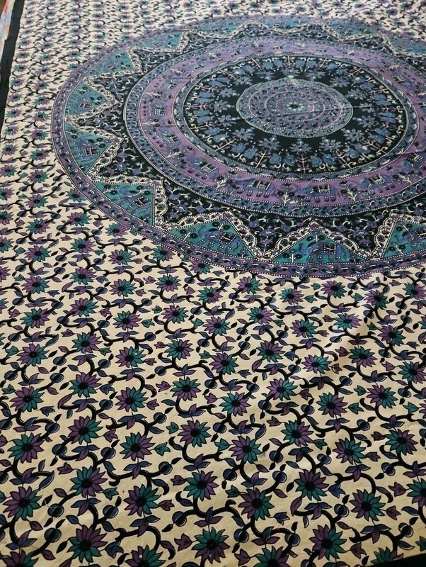 Indian Bohemian Elephant Mandala Printed Wall Hanging/Throw Cotton Fabric 78 X56 gallery