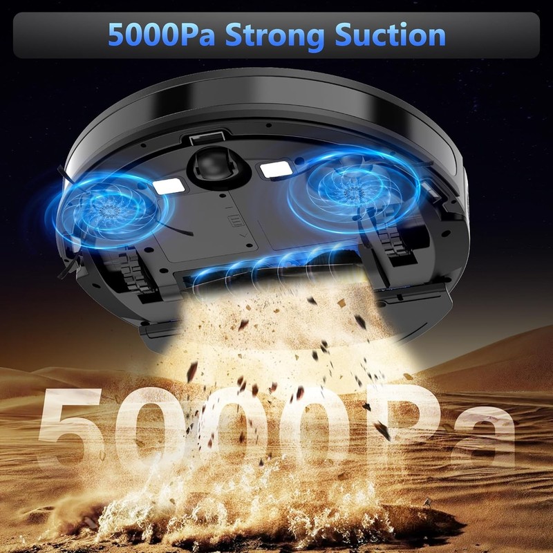 Robot Vacuum and Mop Combo, 5000Pa Robotic Vacuum Cleaner, 150 Min Max, App & Re gallery