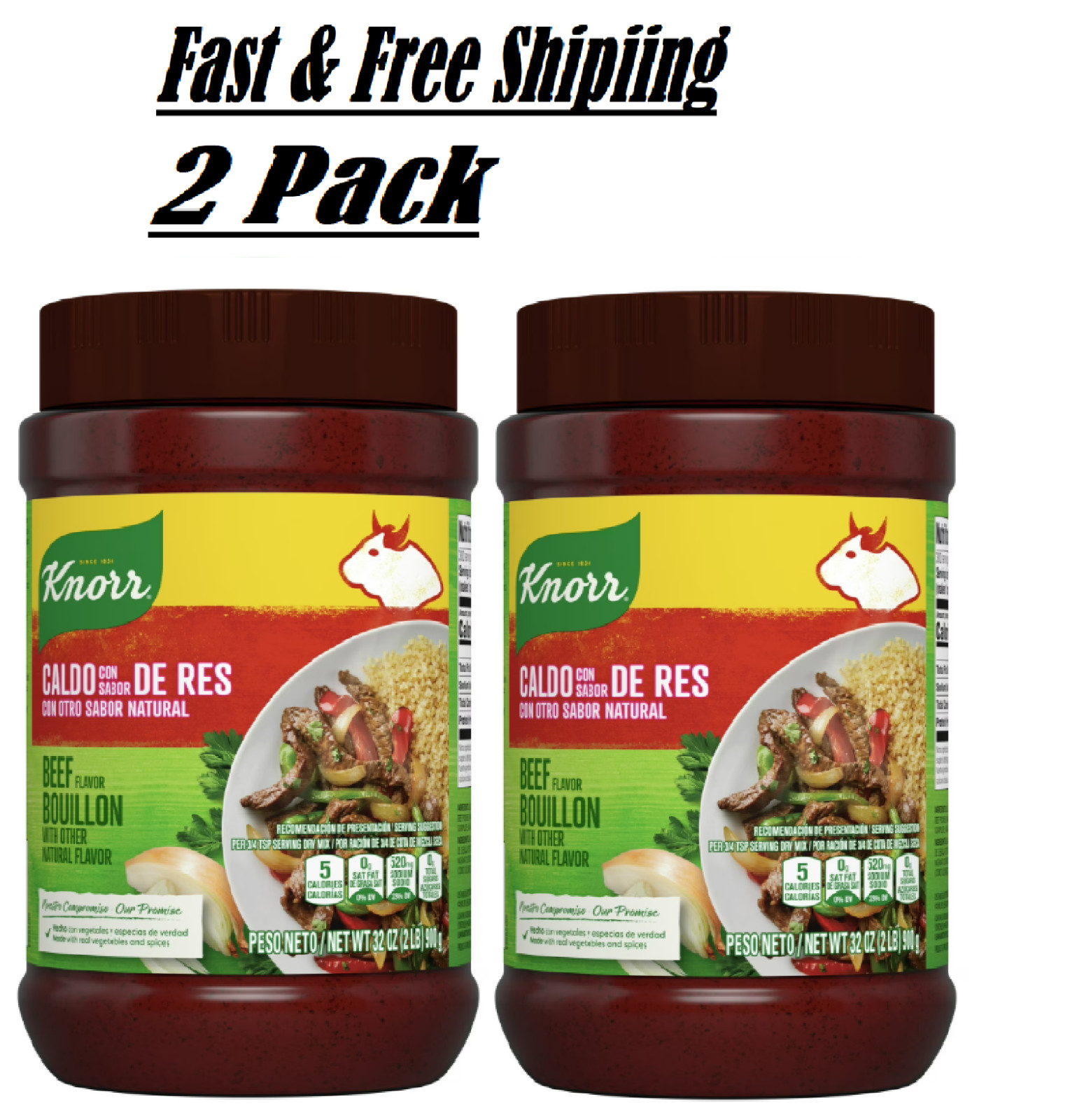 Knorr Shelf Stable Granulated Beef Bouillon Seasoning 2.0 lb Jar 2-pack gallery
