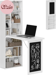 Foldable Convertible Writing Table, Wall Mounted Space-Saving Computer Desk with