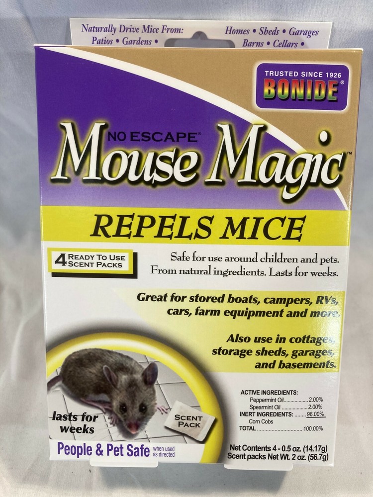 Bonide Mouse Magic Mice Repellent Bait. 4 Ready to use Scent Packs! Pet Safe