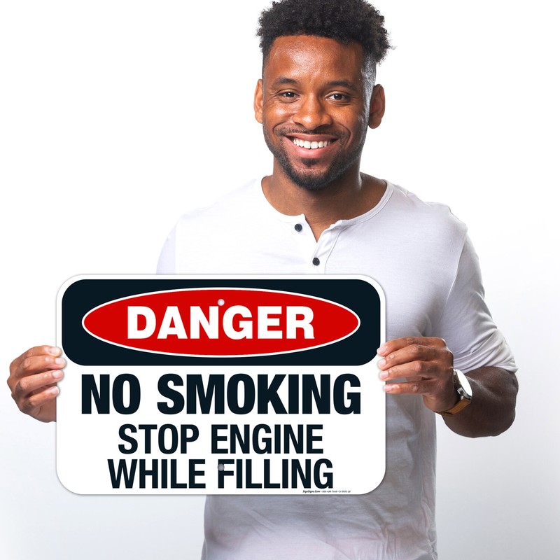 Danger No Smoking Stop Engine While Filling Sign, OSHA Danger Sign, gallery