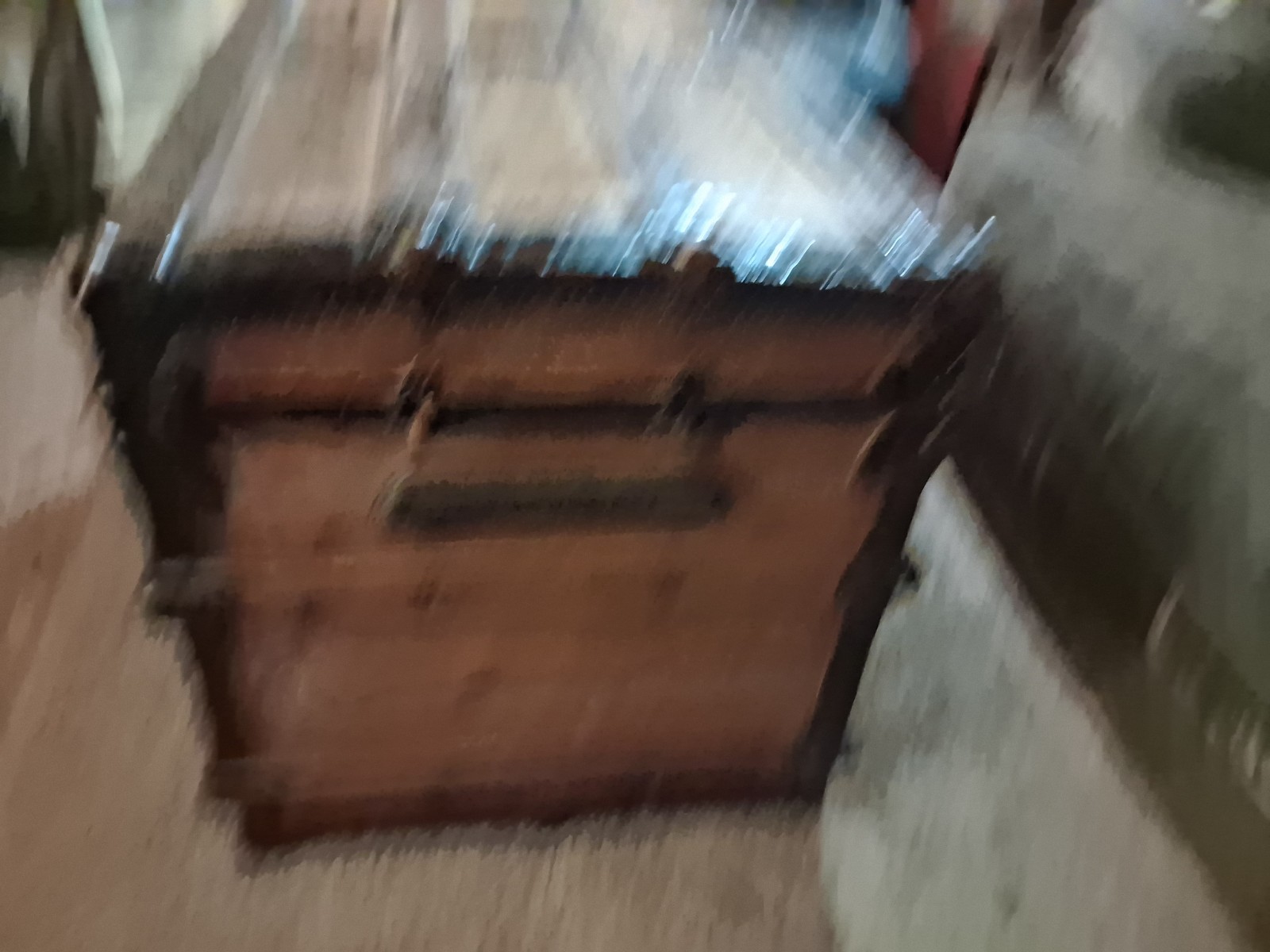 Victorian Wood & Metal Storage Trunk Chest Lockable w/ Handles 38x23x25 gallery