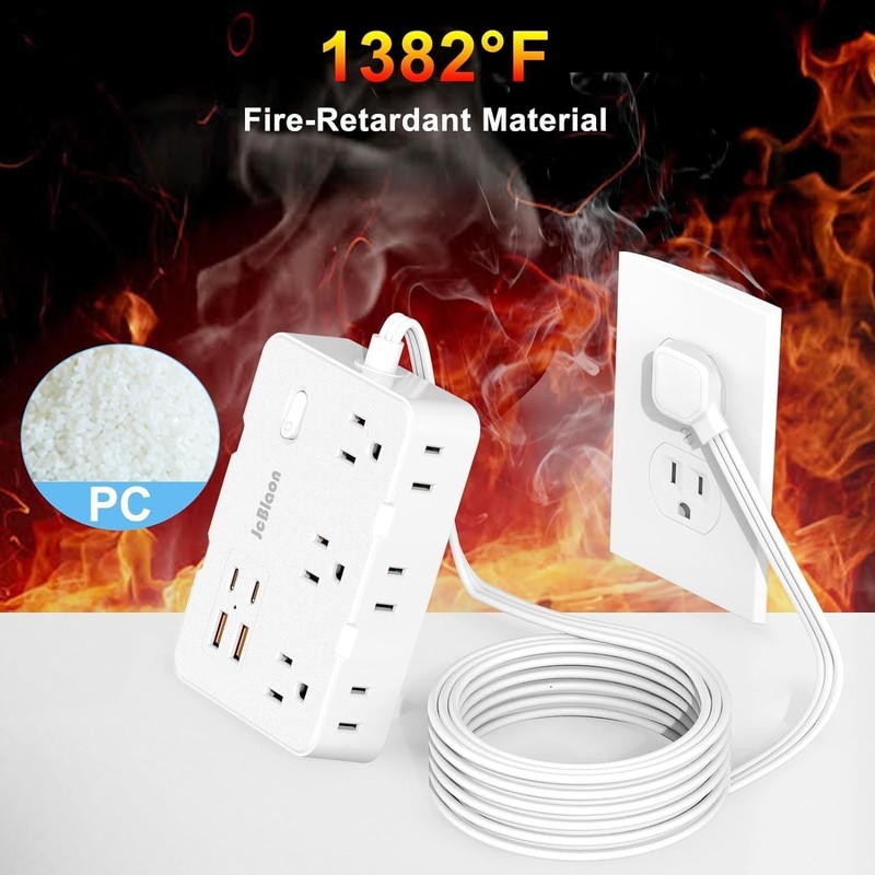 Flat Plug Power Strip Surge Protector, 5Ft Ultra Thin Extension Cord with 4 USB gallery