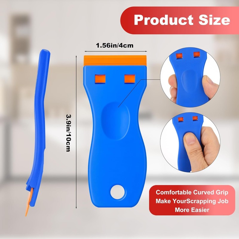 Razor Blade Scraper with 2 Pcs Plastic Scraper, Scraper Tool for Cooktop, Oven, gallery