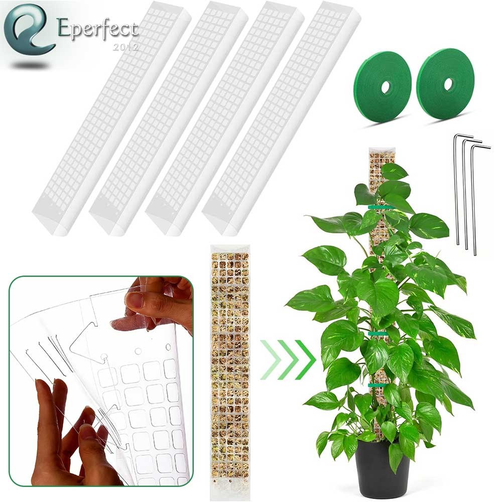 4Pcs Transparent Moss Pole Set 24 inch Stackable Climbing Plant Support Sticks gallery