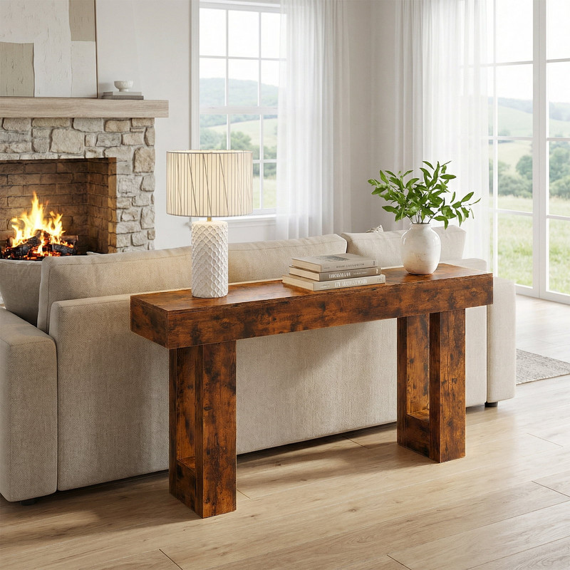 CONCETTA 63" Console Table Farmhouse Sofa Table (Brown, FREESHIP) gallery