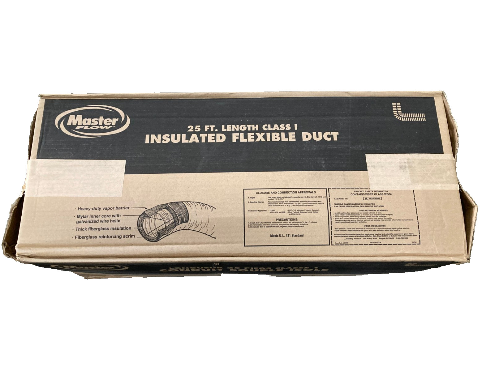Master Flow 7 in x 25 Ft Flexible Duct R6 Heavy Duty Insulated Reflective Jacket gallery