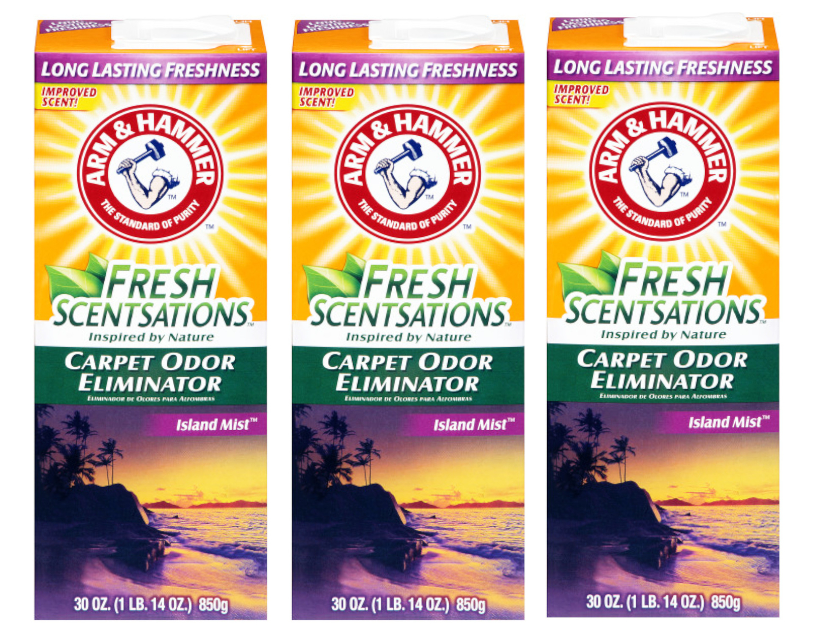 Arm Hammer Fresh Scentsations Carpet Odor Eliminator, Island Mist, 30 Oz 3 Pack gallery