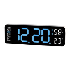 LED Digital Large Display Wall Desk Alarm Clock With Calendar Temperature Date