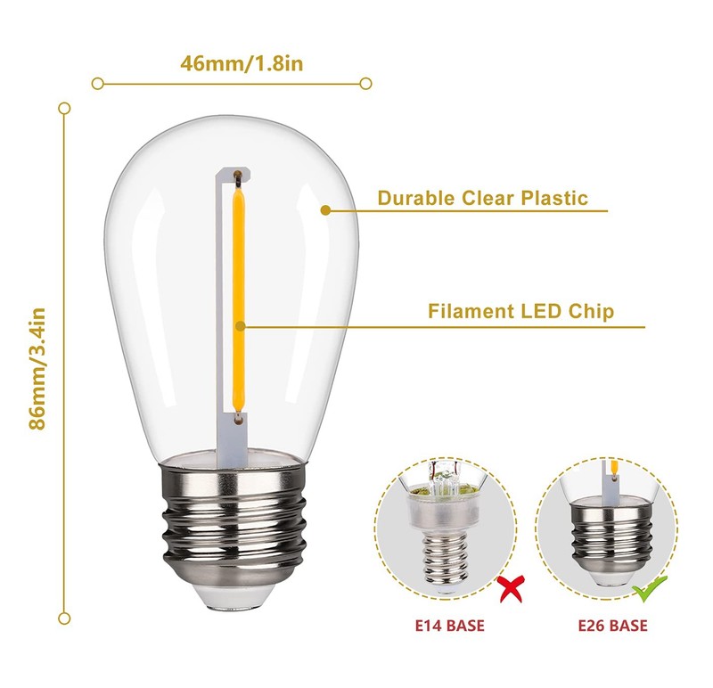 Shatterproof LED String Lights, Waterproof, Warm White 2200K, 70LM, E26 Base ... gallery