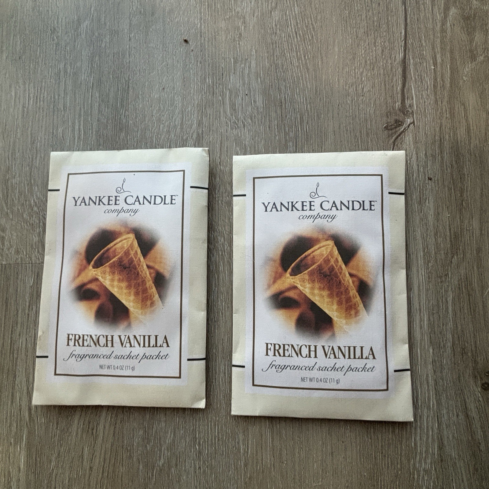 2pc YANKEE CANDLE French Vanilla Scented Sachets Vintage Early Style Rare Find gallery
