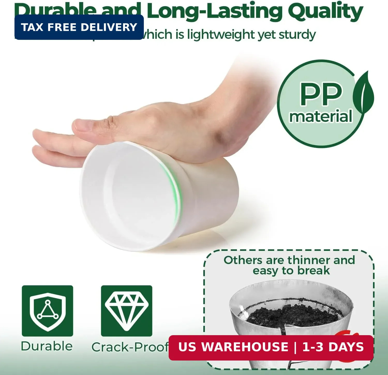 T4U 4 Inch Plant Pots 8-Pack, Small Flower Pots with Drainage Hole and Saucer, D gallery