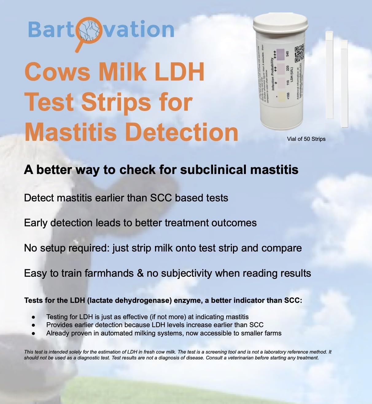 Cow Milk LDH Test Strips for Mastitis Detection [Vial of 50 Tests] gallery