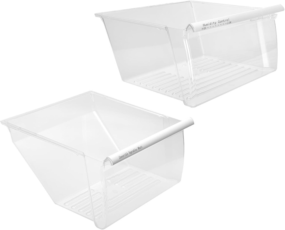 [2 PACK]UPGRADED 2188656 (Upper) Refrigerator Crisper Bin & 2188664 (Lower) Frid