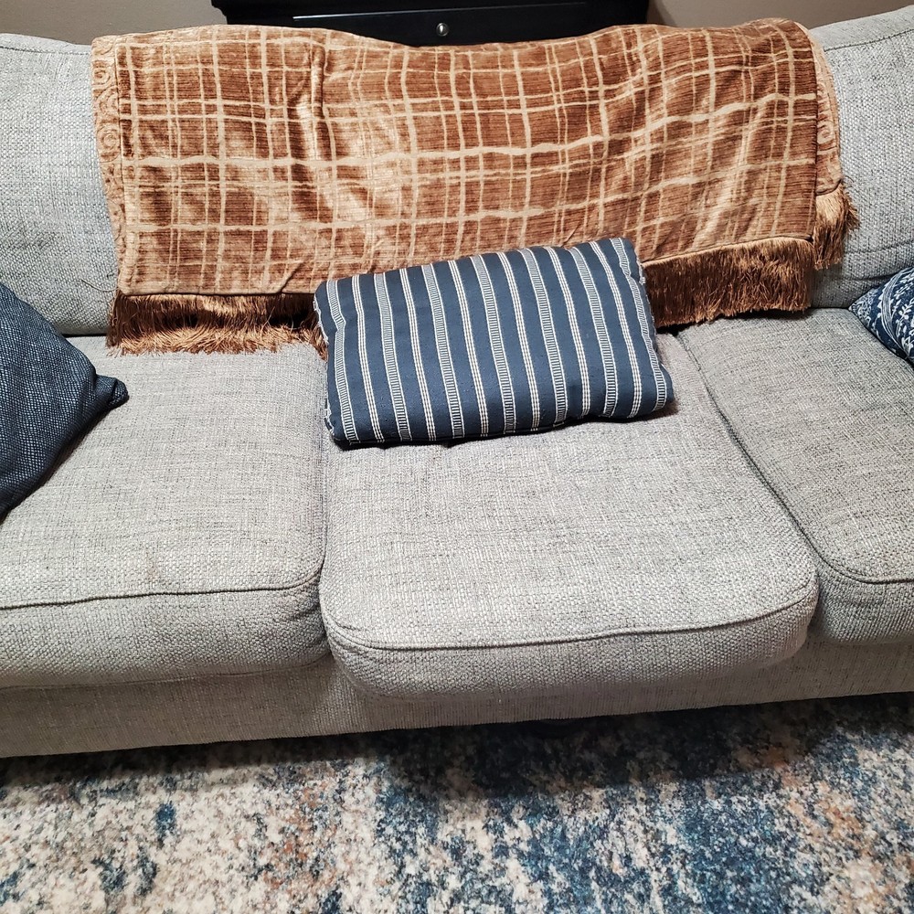 Brown Grid Pattern Throw Blanket Shawl Fringe Trim | Weighs 7.2 Lbs
