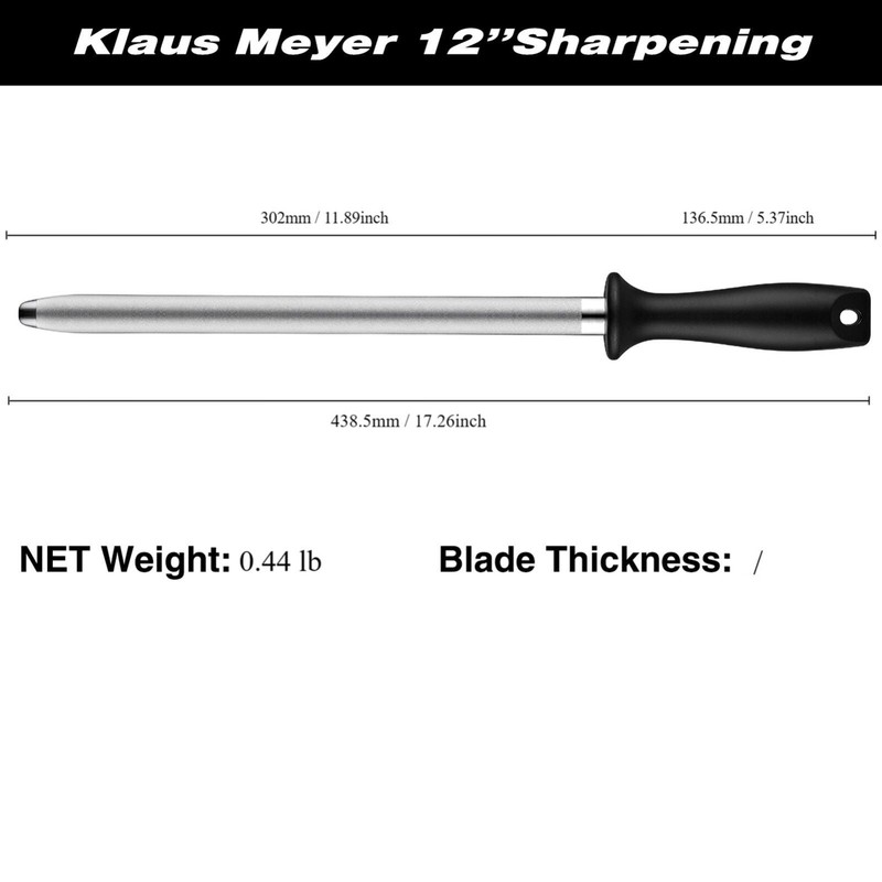 Klaus Meyer 12 inch High Carbon Diamond Sharpening Steel Kitchen Sharpener gallery