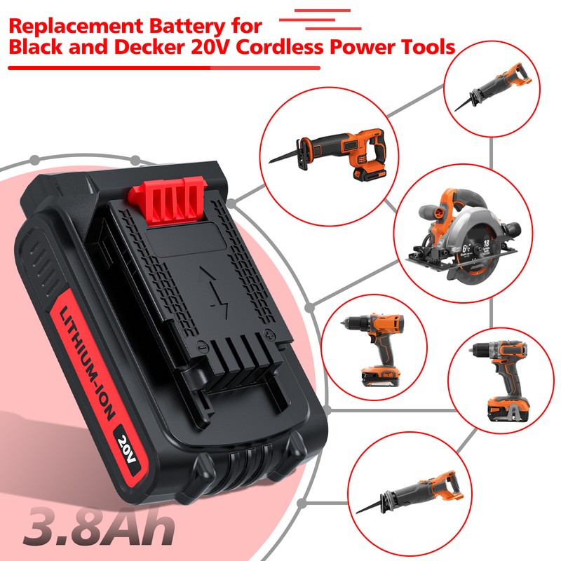 2Pack 20V 3.8AH Lithium-Ion Battery for Black & Decker 20 Volt LB20 LBX20 LBXR20 gallery