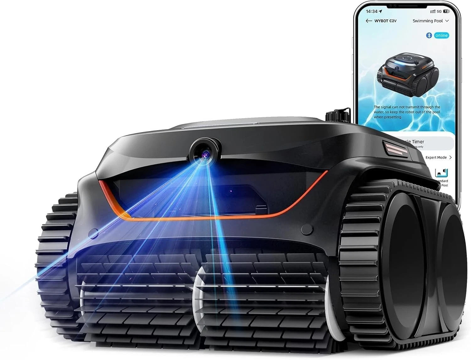 WYBOT C2 Vision AI Pool Robot Vacuum, Debris Detection with AI Camera,8-in-1 gallery