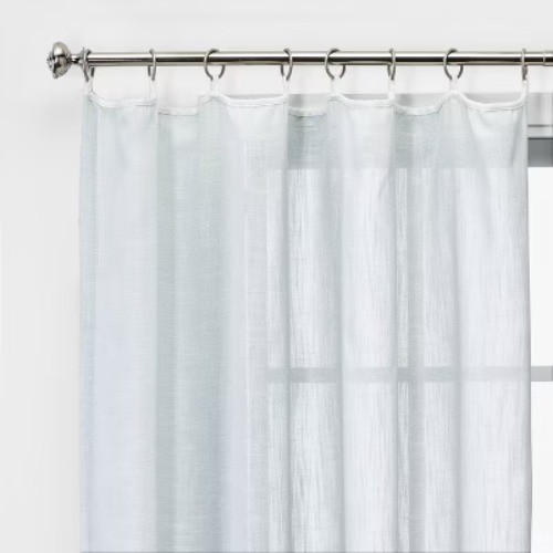 54"x84" Sheer Contrast Edge Window Curtain Panel White/Light Brown gallery