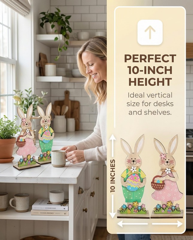 2 piece easter wooden bunny decor,easter decorations,easter Red And White gallery