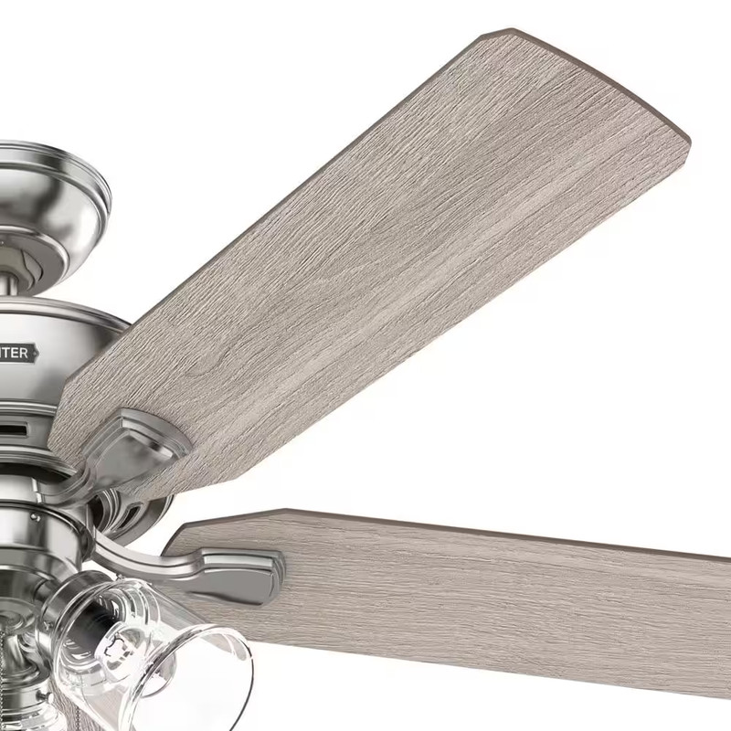 Rosner 52 In. Indoor Brushed Nickel Ceiling Fan with Light Kit Included gallery