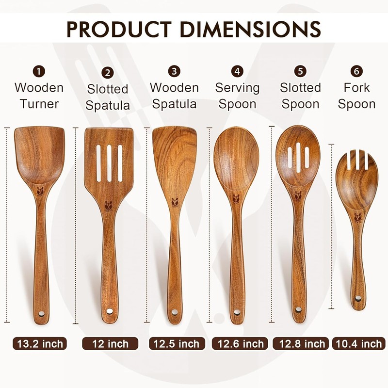 Wooden Cooking Utensils Set 6 Pcs Kitchen Spoons Spatula Wooden Utensils gallery