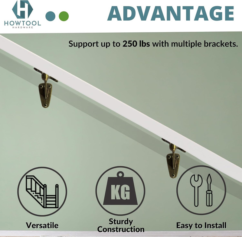 Heavy Duty Handrail Bracket Antique Brass 3 Pack gallery