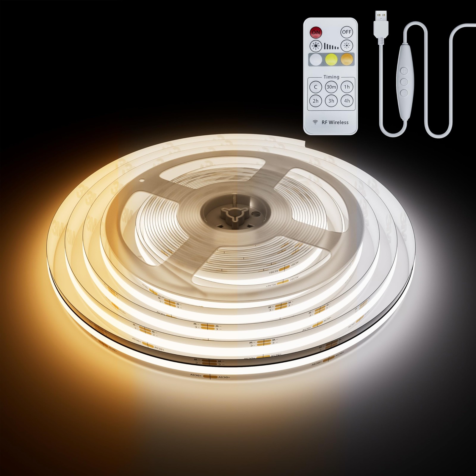 5V USB CCT Tunable COB LED Strip Lights 6.56ft/2m,1280LEDs 1200lm 2700K-6500K... gallery