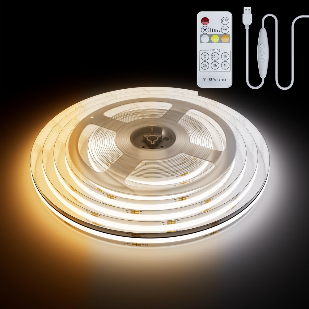 5V USB CCT Tunable COB LED Strip Lights 6.56ft/2m,1280LEDs 1200lm 2700K-6500K...
