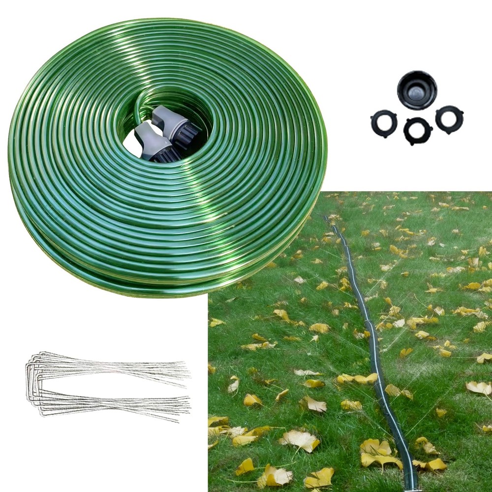 SECBULK 75 FT Flat Sprinkler Hose for Lawn Watering Garden Soaker Hose with H...