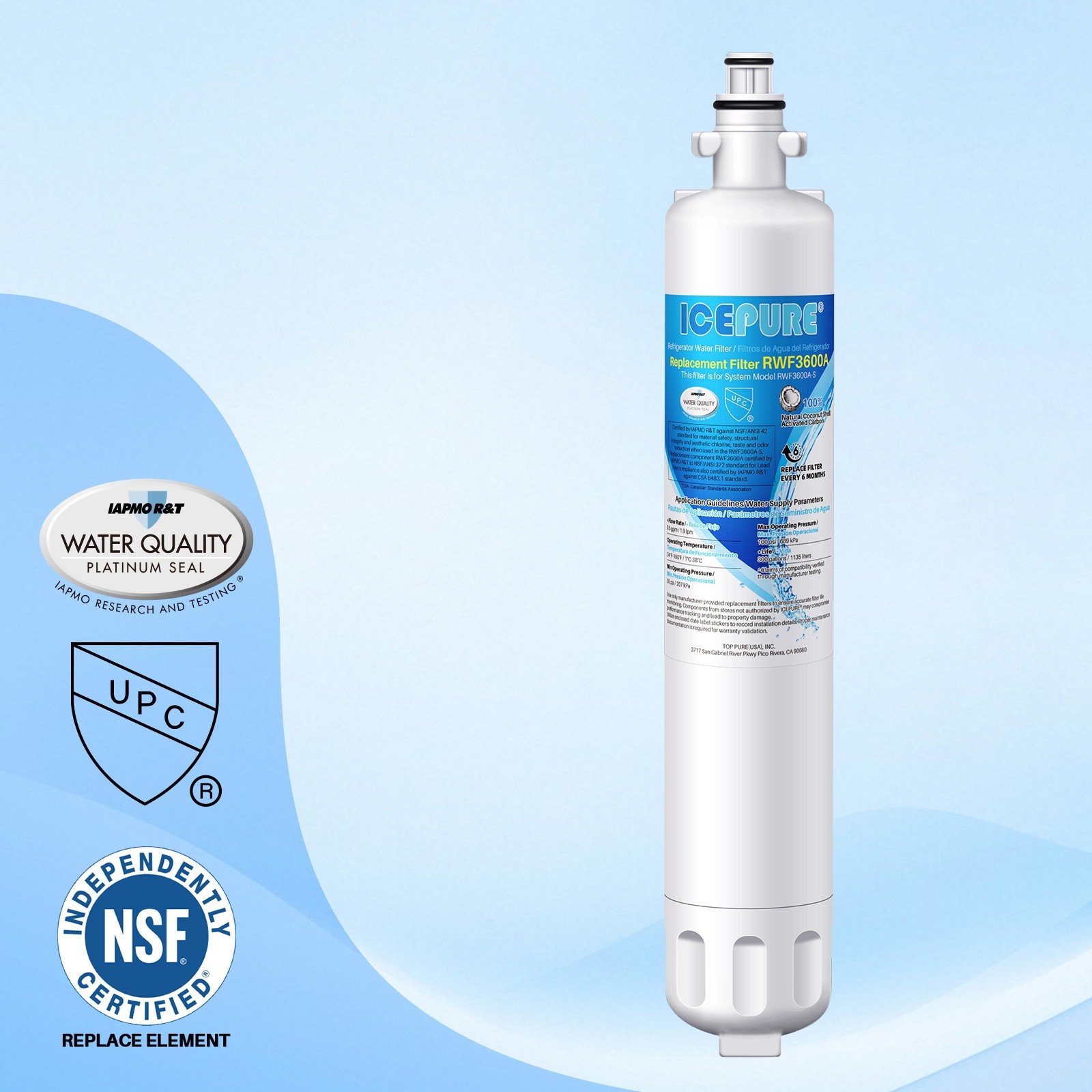 ICEPURE RPWF Refrigerator Water Filter, Replacement for GE RPWF,RWF1063,RWF3600A gallery