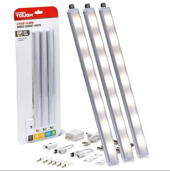 Hyper Tough 3-Pack 10-Inch Under Cabinet Lights Hand Wave Sensor Dimmable gallery