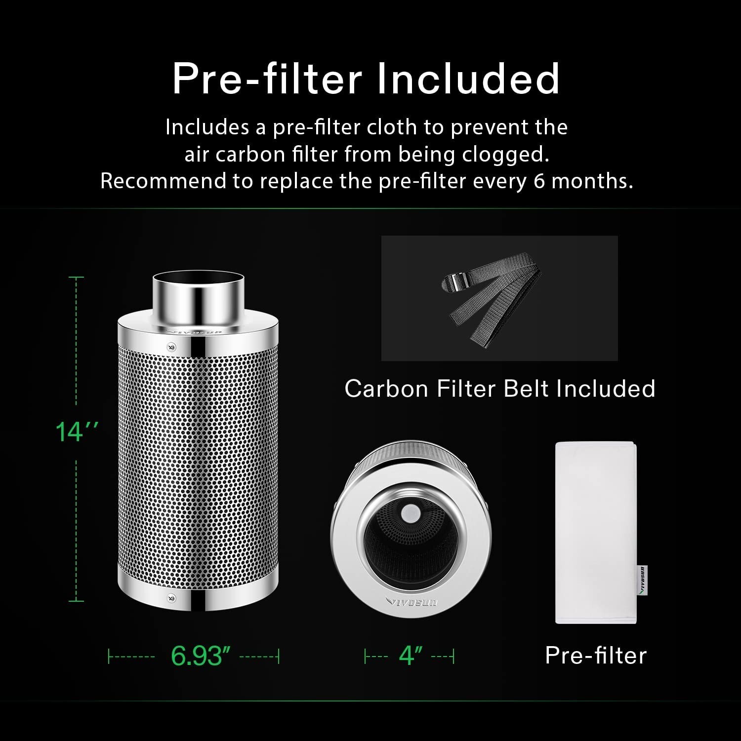 Air Carbon Filter 4", Australian Charcoal, Odor Control, Hydroponics, Grow Tent gallery