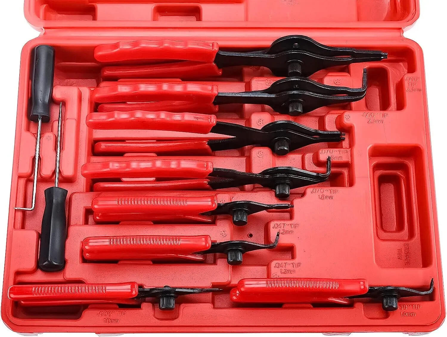 12 PC Circlip Snap Ring Pliers Set Heavy Duty Heat Treated Steel Vinyl Handles gallery