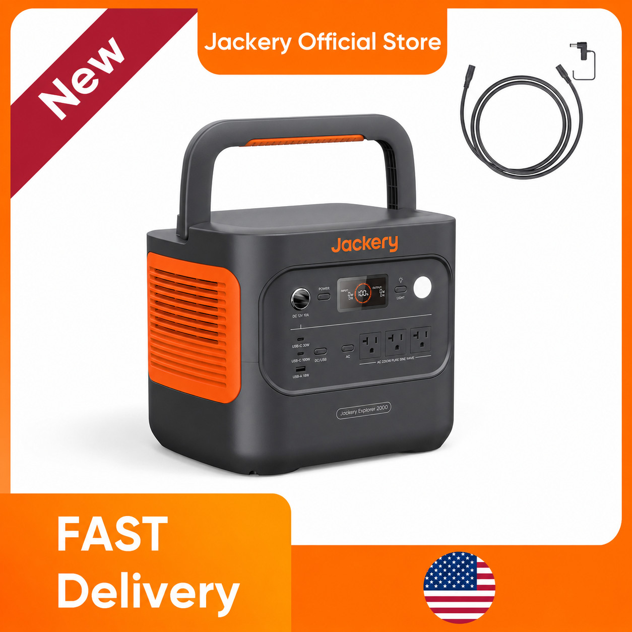 Jackery Explorer 2000 V2 Portable Power Station, 2040Wh with 5M Extension Cable gallery
