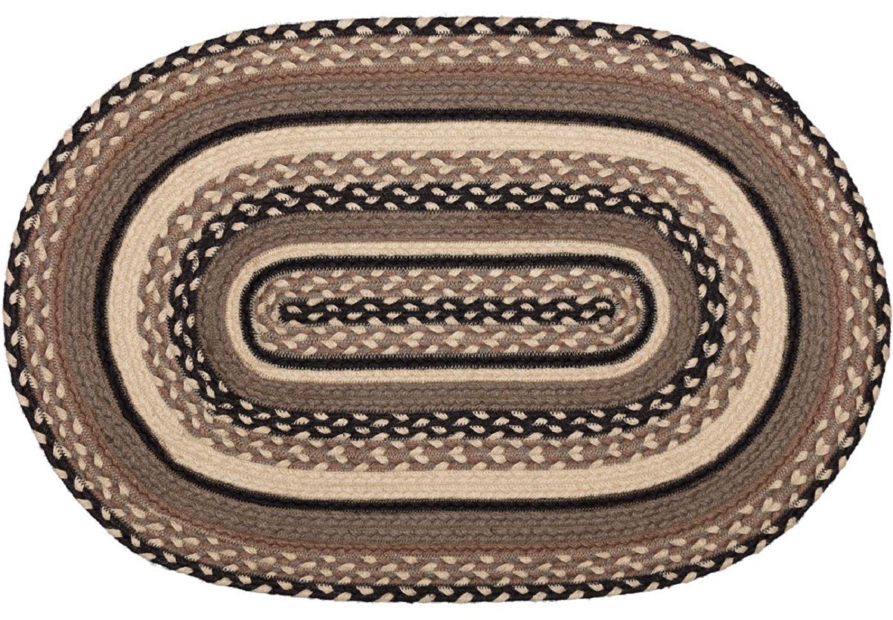 Eco-Friendly Oval Braided Rug Brown Taupe & Black Country Farmhouse Sawyer Mill gallery
