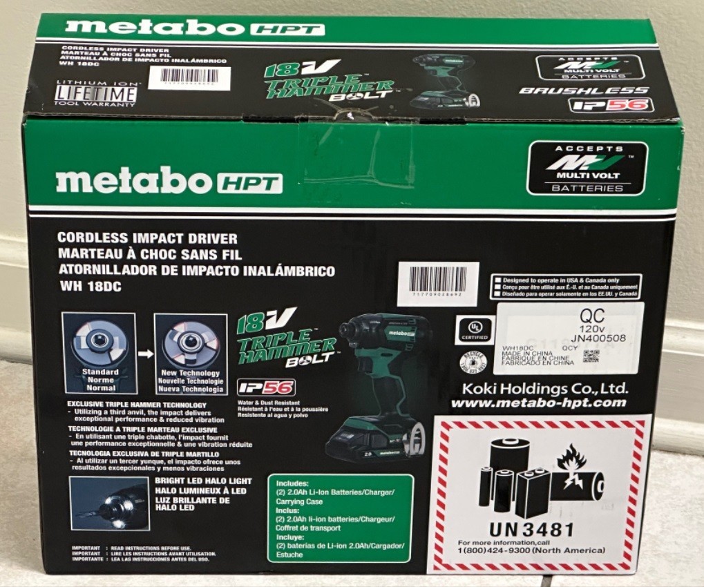 Metabo HPT WH18DCM 18V MultiVolt Lithium-Ion Cordless Triple Hammer BOLT Impact gallery