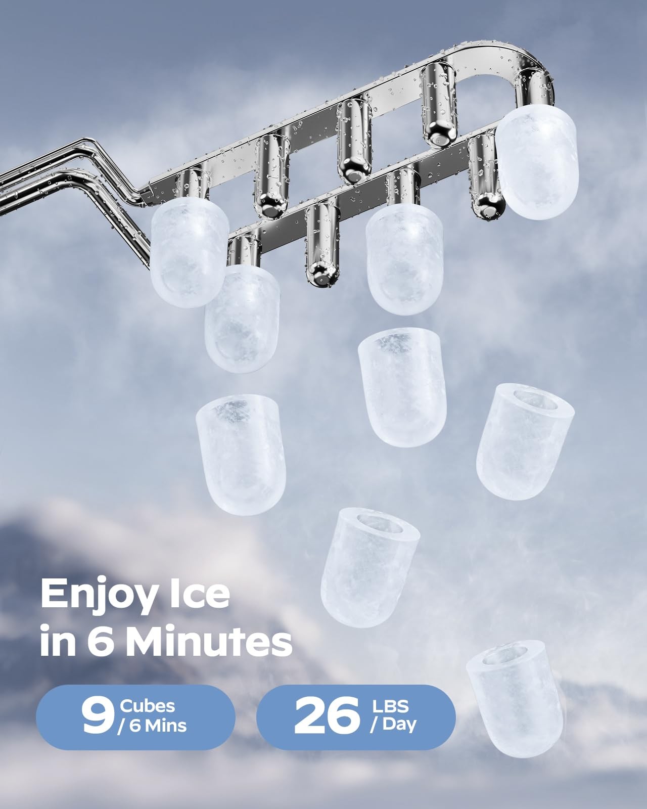Ice Maker Countertop 26 lbs Day 9 Cubes 6 Mins Black HOMEZAY-27B-US Portable gallery