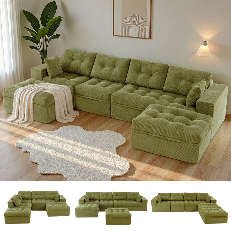 MAXYOYO Sectional Cloud Modular Couch ,L/U Shape Sofa with Convertible Ottoman gallery