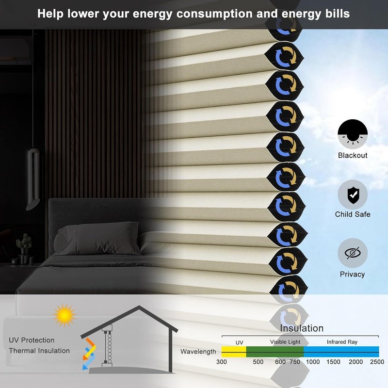 Changshade CUSTOM CUT Blackout Top Down Bottom Up Window Shade Honeycomb Blinds gallery